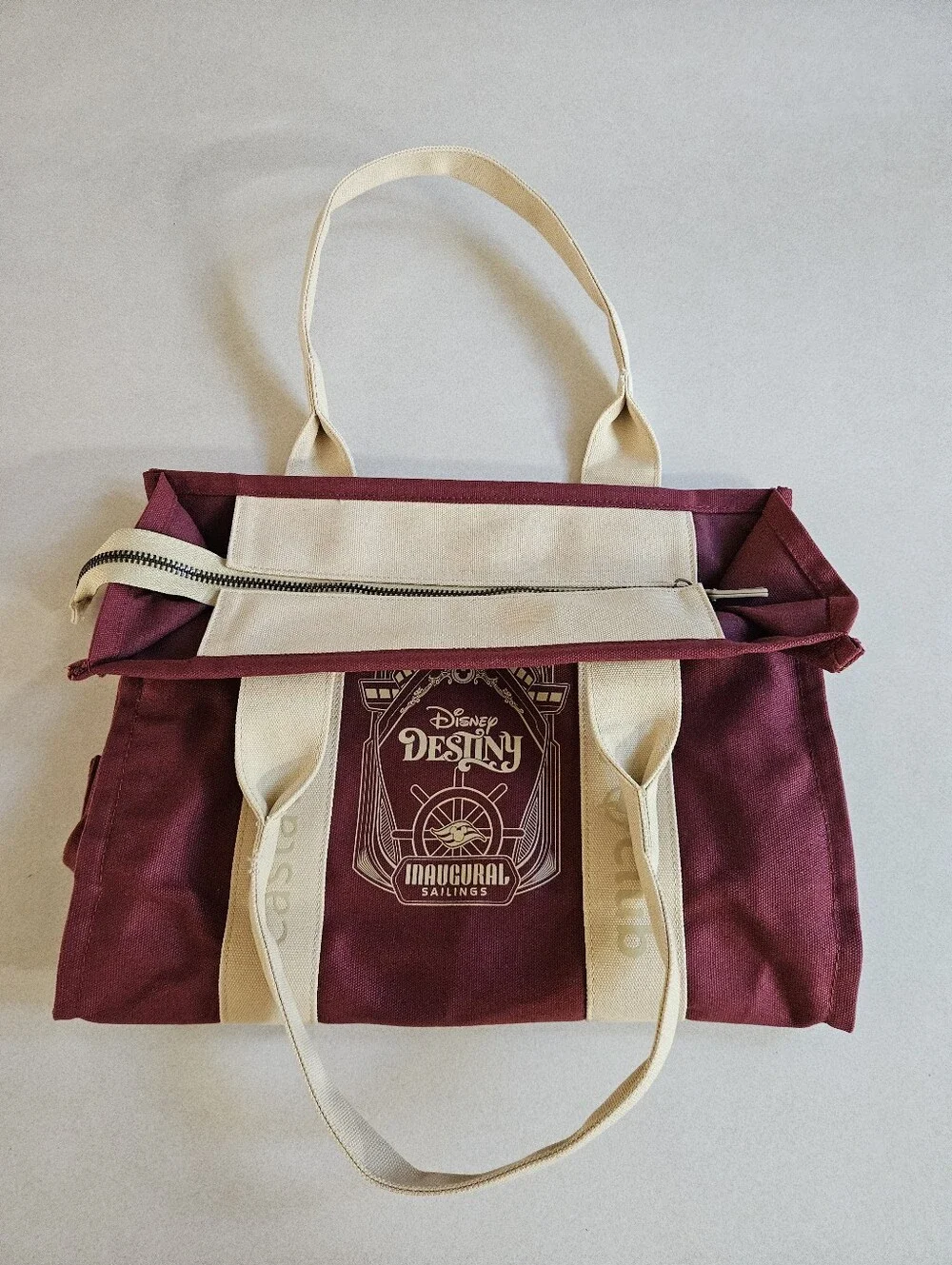 Disney Maroon Tote with Cream Straps